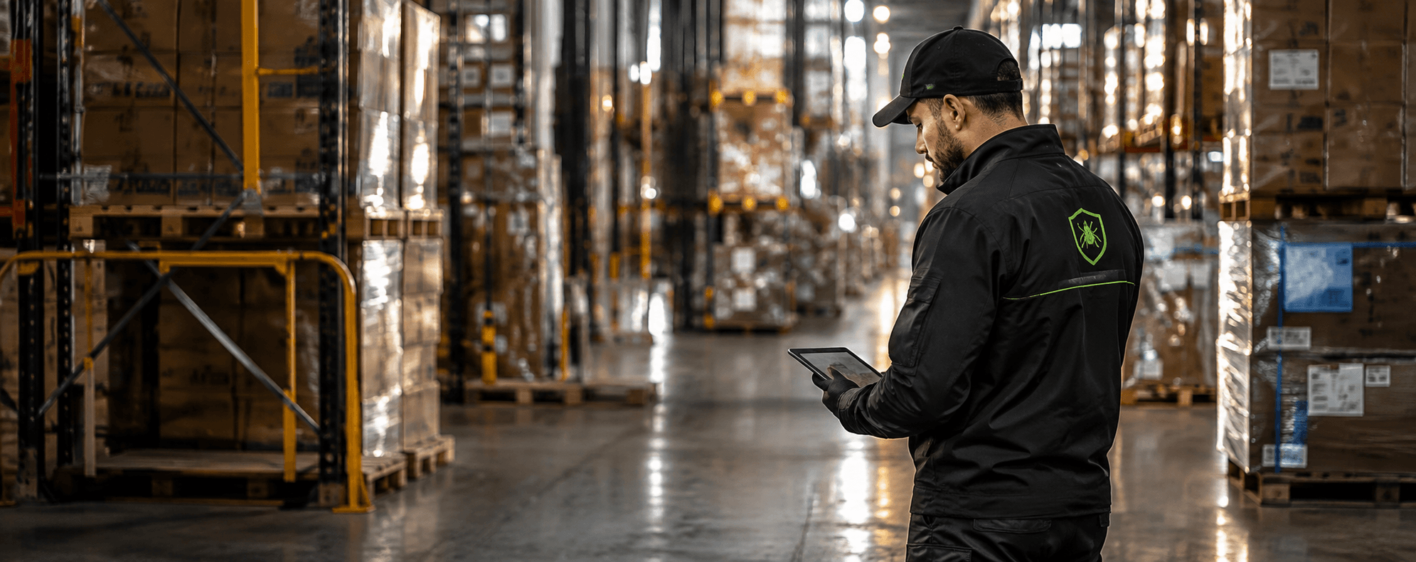 Industrial warehouse pest inspection with digital reporting
