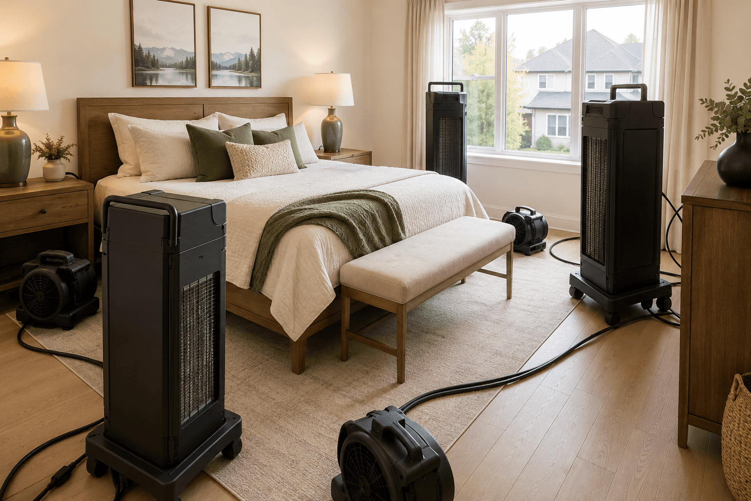 Professional thermal heat treatment equipment set up in a bedroom